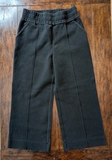 VERONICA BEARD Scuba 14 Pants Black Wide Leg Crop Trousers Elastic Waist