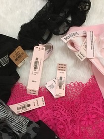 $671 VICTORIA'S SECRET PINK Thong Cheeky Panty Bra Lot Silky Smooth Lace XS 32pc