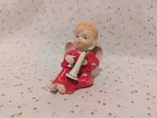 Vintage Lipper & Mann Christmas Angel with Trumpet 4" Ceramic Figurine