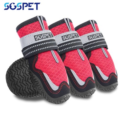 4Pcs Mesh Dog Shoes Boots Paw Protector Breathable Reflective Anti-slip Hot