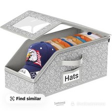 Baseball Cap Organizer Sturdy Hat Storage Box with Flip Top Lid Closet Space Sav
