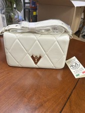 Valentino Orlandi White Vegan Leather Quilted Crossbody Bag