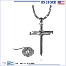 Nail Cross Pendant Car Rearview Mirror Hanging - Silver