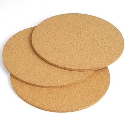 Set of 3 Pot Coasters, 20 cm Diameter, Cork Coasters, Round Cork Coasters, He...