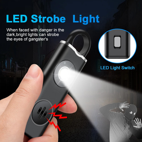 Defense Personal Alarm 130dB Loud Rechargeable Keychain Alarm with Strobe Light - Picture 4 of 25
