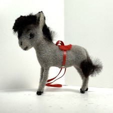 Vtg Wagner Handwork Flocked Donkey Christmas Ornament West Germany Burro 3"