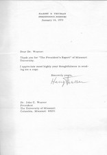 Harry S. Truman Signed Post-Presidential letter