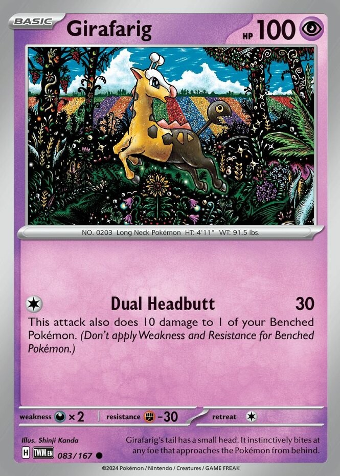 Girafarig - 083/167 - Common (Lp) Twilight Masquerade - Psychic Pokémon