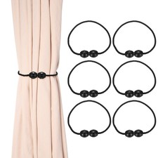 6Pcs Magnetic Curtain Tieback, Weave Curtain Tie Back Decoration, Black