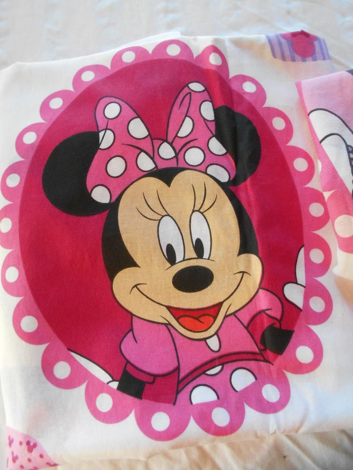 Juego de sábanas ajustables dobles vintage Disney Minnie Mouse funda de almohada sábana superior corazones 3p Foto 4 de 4