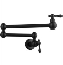 Wall Mount Pot Filler Faucet Matte Black 360 Rotating Folding Double Joint Arms