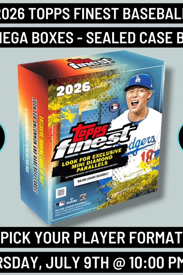 2026 Topps Finest Baseball 1 Mega Box Case Player Break 7/9 @ 10:00 PM EST