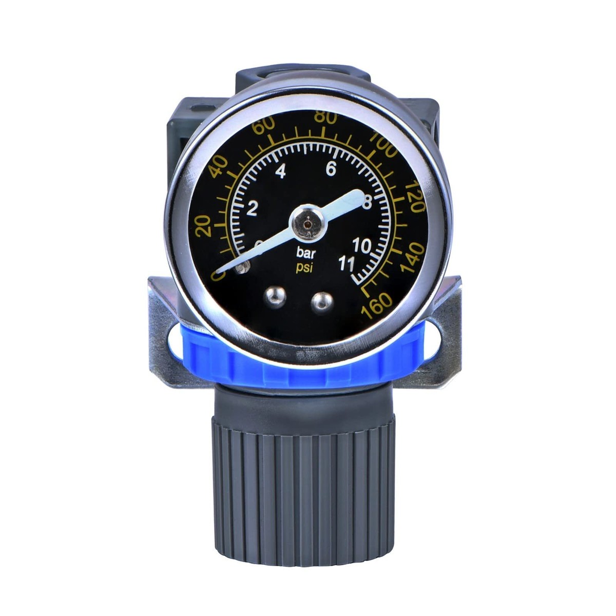 Heavy Duty In-Line Compressed Air Pressure Regulator – 7 To 215 PSI Adjustable, 3/4 NPT, 140 CFM Flow, With Gauge & Wall Bracket