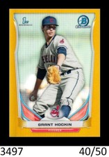 1-2014 BOWMAN CHROME DRAFT GOLD REFRACTOR GRANT HOCKIN INDIANS GUARDIANS 40/50 