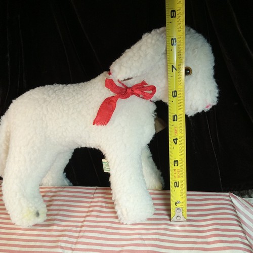 *HERMANN TEDDY LAMB ORIGINAL* WOOL RED RIBBON & BELL West Germany Tag VTG. 60s - Picture 17 of 19