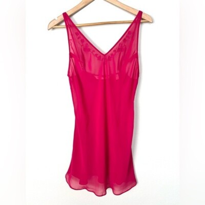 Victorias Secret Pink Chiffon Slip Dress Womens Medium Vintage 90s Y2K Feminine
