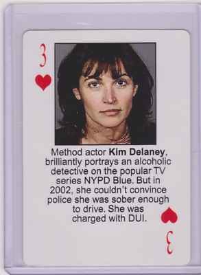 RARE 2003 STARZ BEHIND BARZ KIM DELANEY PLAYING CARD ~ MUG SHOT ~ NYPD BLUE