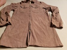 VINTAGE 50s/60s DEER WEAR Women's 34 Deerskin Deerhide Tan ZIP Shirt Jacket B-30