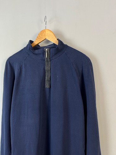 Valentino Jeans Vintage Men Blue Y2K Cotton 1/4 Zip Sweatshirt Italy Size L - Picture 3 of 13