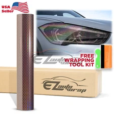 Headlight Hex Holographic Gloss Light Smoke Taillight Tint Film Fog Honeycomb