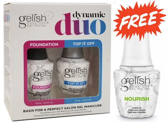 Gelish Dynamic Duo Foundation + Top It Off with One NOURISH Cuticle Oil FREE