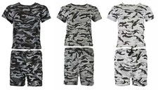 Boys Combat Short Sets Camouflage Military Army Print Combat Suit Ages 3 to 14