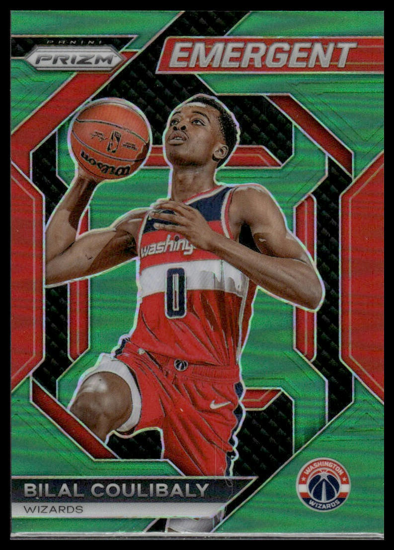 2023-24 Panini Prizm #4 Bilal Coulibaly Emergent Prizms Green Washington Wizards