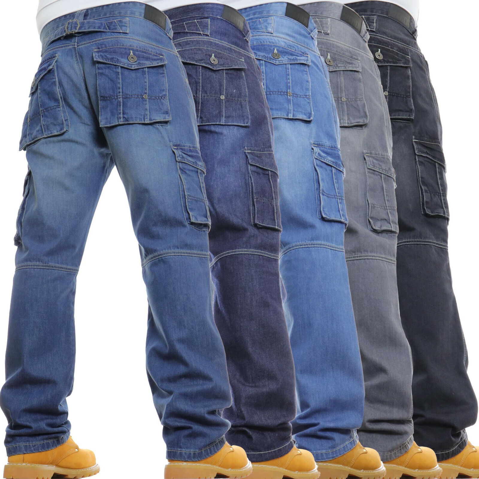 Mens Cargo Jeans Work Casual Denim Trousers GRAB BARGAIN!! | eBay