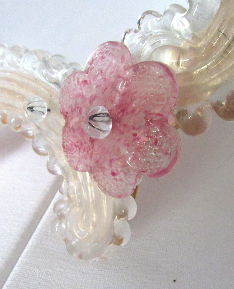 Espejo de pared/tocador floral italiano veneciano de cristal de Murano Fratelli Tosi Murano Foto 3 de 4