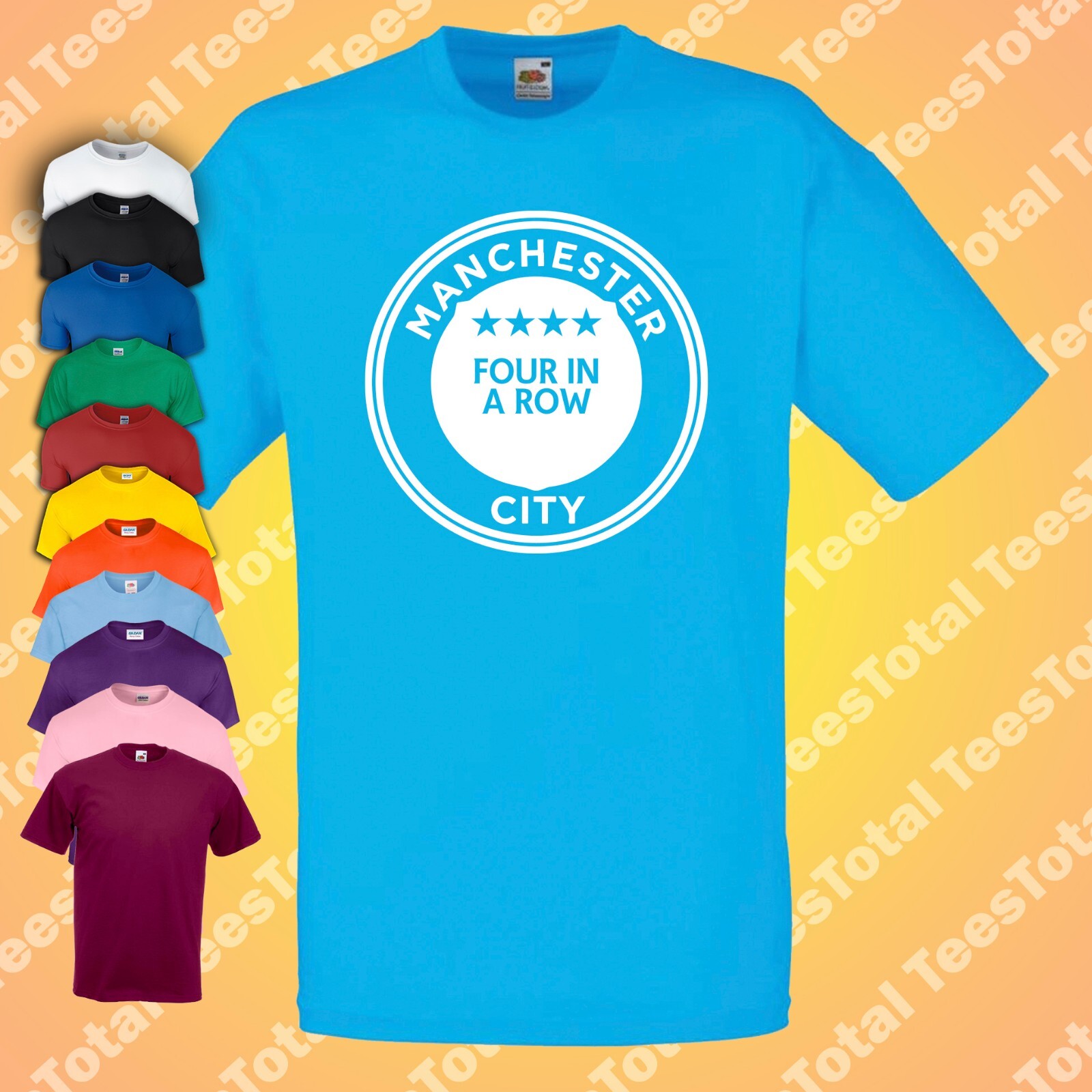 Maglietta Manchester City Quattro In Fila Campioni Pep Guardiola