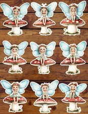 Fairy on Toadstool Die Cut Vinyl Stickers Set Scrapbooking Laptop Waterbottle