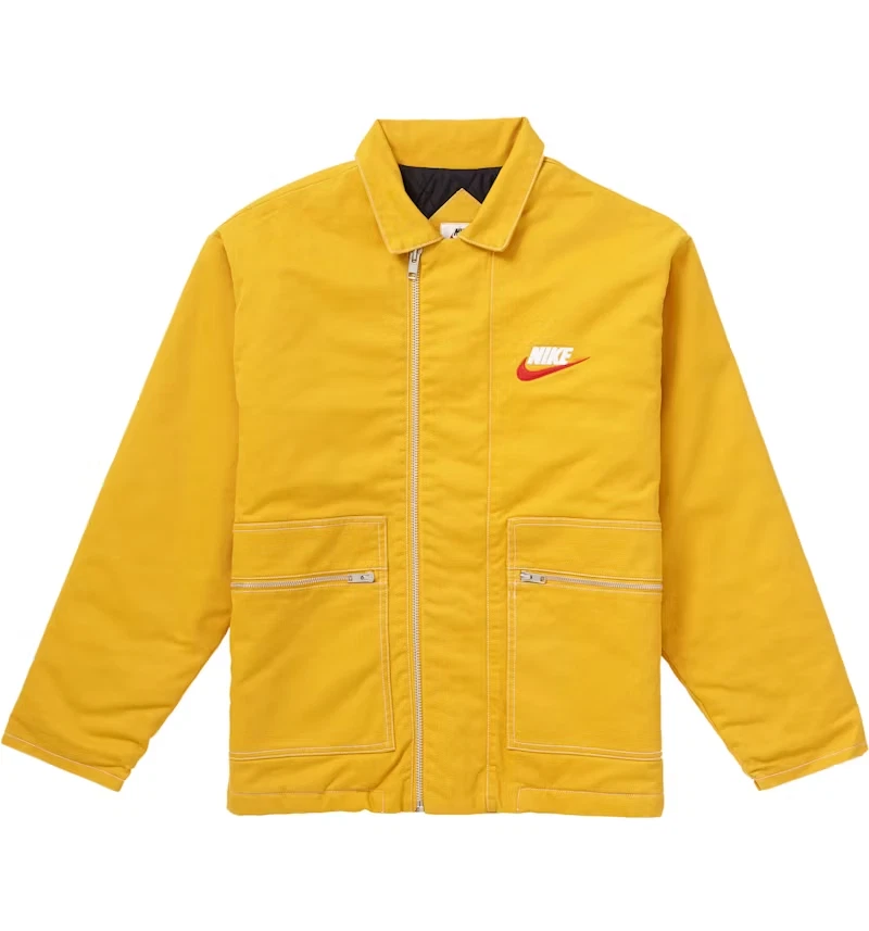 Veste de travail matelassée Supreme Nike double fermeture éclair moutarde taille S authentique rare