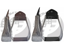 Aluminum Engraved 4.75" Adult Western Horse Bell Stirrups with Original Leather