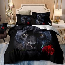 Leopard Animals Duvet Quilt Cover Bedding Set Pillowcase Single Double King Size