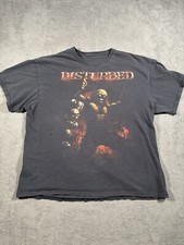 VINTAGE Disturbed Shirt Large Band Tee Graphic Skulls Concert Distressed Faded