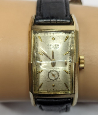 Vintage GRUEN Curvex 10 K Gold Filled Wristwatch Working Manual Wind Up