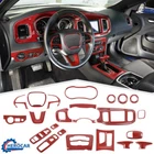 23x Red Carbon Fiber Interior Set Decor Cover Trim Kit for Dodge Charger 2015+