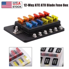 12-Way ATC ATO Blade Fuse Box Holder Power Block For Auto Car RV Trailer Boat