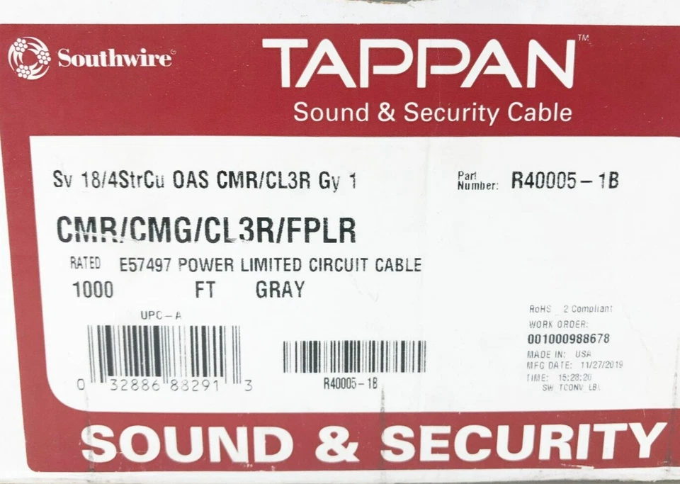 New Southwire R40005-1B Cable CMR/CMG/CL3R/FPLR Approx. 700FT. - Image 3 of 4