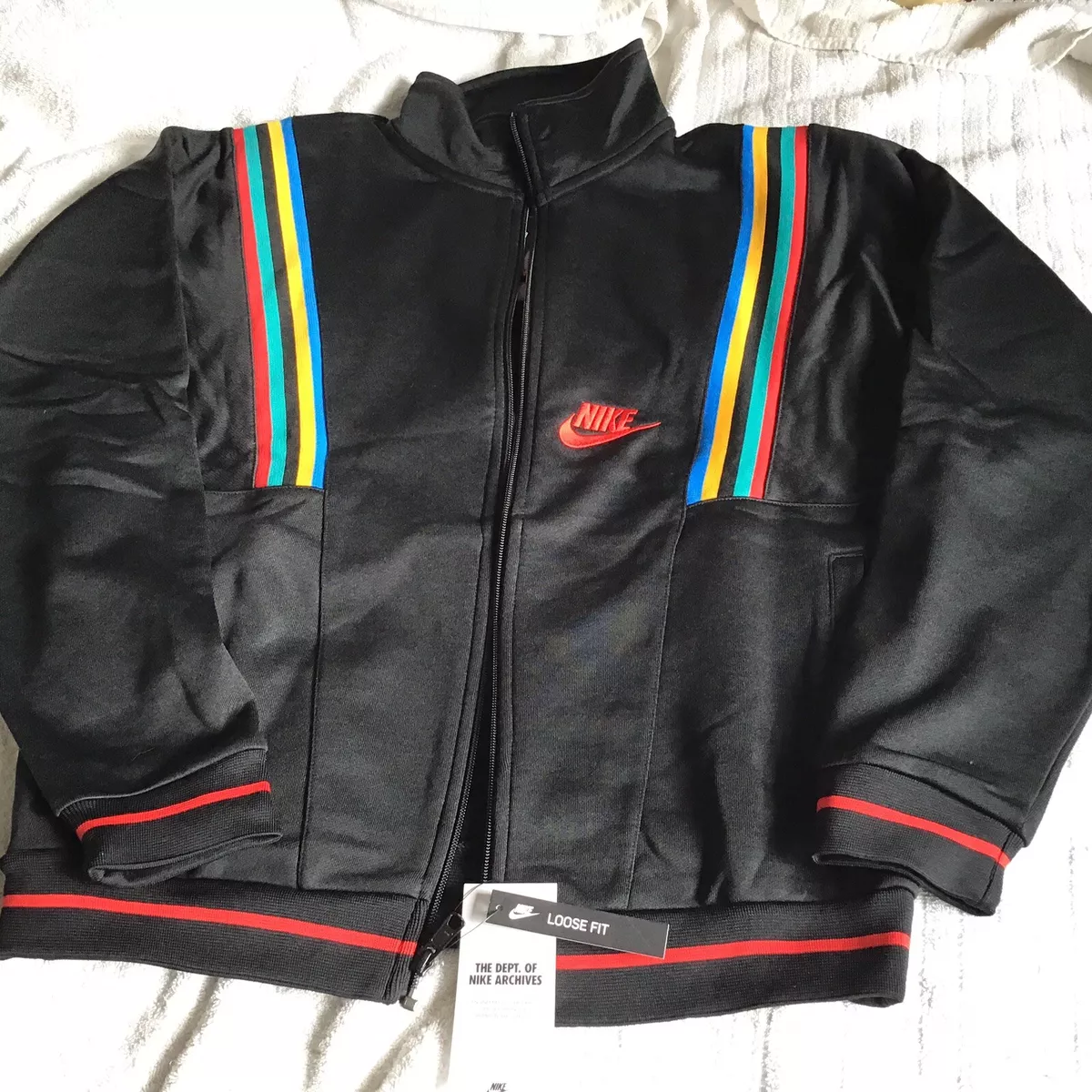 Nike 1988 Team Jacket Rainbow Edition AR1867 010 Medium Black