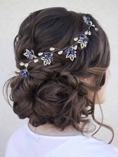 Bride Wedding Hair Vine Silver Leaf Pearl Bridal Hair Piece Flower Hair Breat...