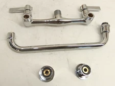 Advance Tabco K-1 Lead Free 8" O.C. Splash Mount Faucet 12" Swing Chrome Finish