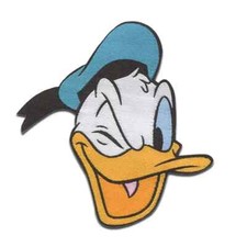Disney Iron-On Patch: Donald Duck Profile w/Winking Eye New Free Shipping
