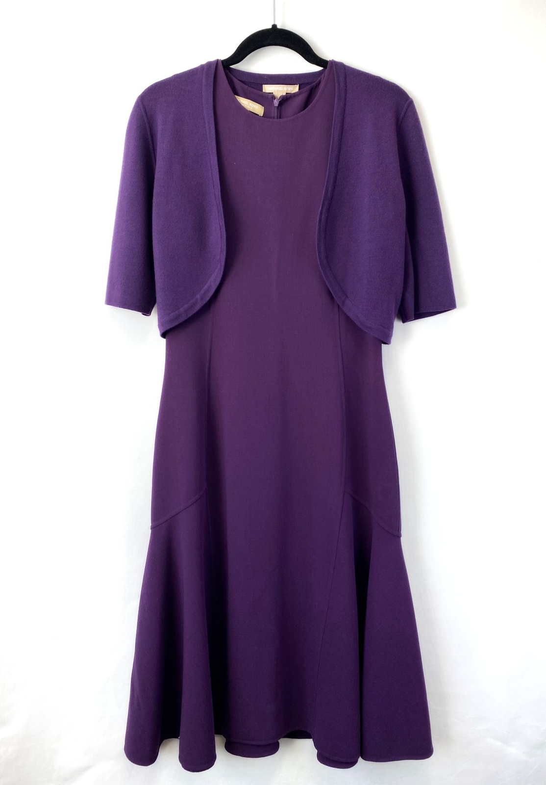 MICHAEL KORS Purple Fishtail Dress Cropped with Bolero Jacket 10 Medium 2 pc image 3