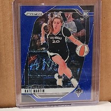 Kate Martin 2024 WNBA Prizm Rookie Blue Lazer Prizm Card Las Vegas Aces