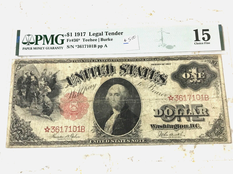 1917 $1 UNITED STATES NOTE,STAR**, CERTIFIED PMG,CHOICE FINE 15.VERY VERY RARE