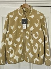 Marimekko Uniqlo Womens Ivory Beige Geometric Print Fleece Jacket M Uk 12 Eu 40