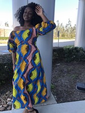 African Clothing For Women Ankara Long Fitted Dress Danshiki Off The Shoulders