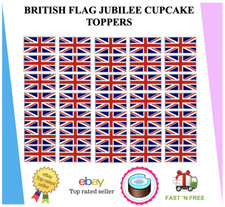 35X BRITISH FLAG CUPCAKE TOPPERS, ICING OR WAFER, PRE CUT OPTION, UK SELLER