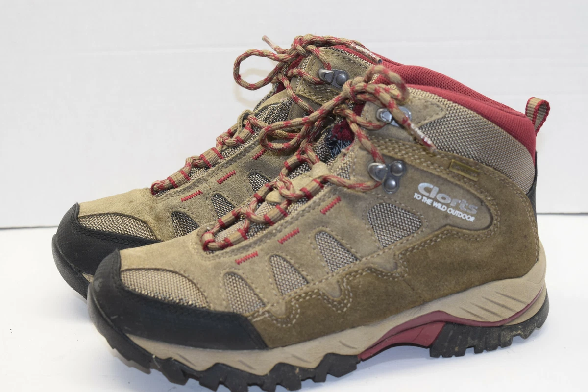 CLORTS Women s Shoes Hiking Ankle Boots Tan Red Lace Up Size 7